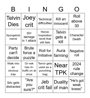 Tales From the Yawning Portal Bingo Card