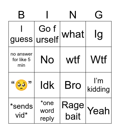 KEVIN BINGO Card