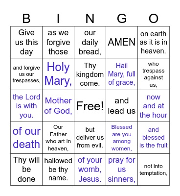 Praying in ASL Bingo Card