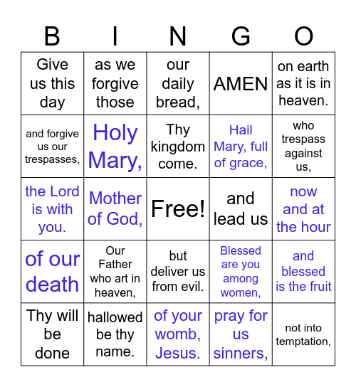 Praying in ASL Bingo Card
