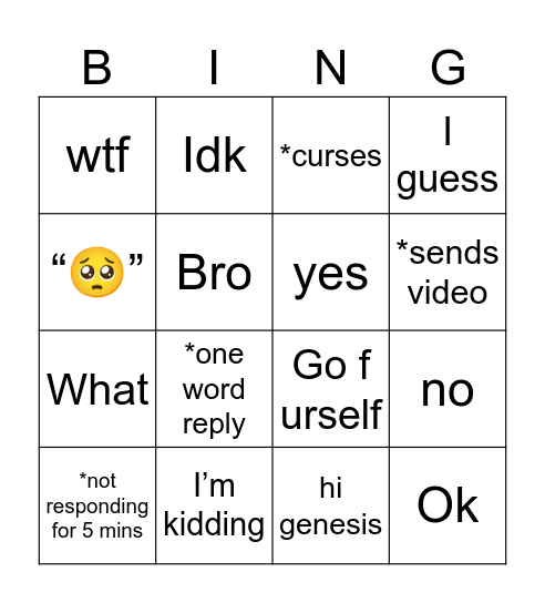KEVIN BINGO Card