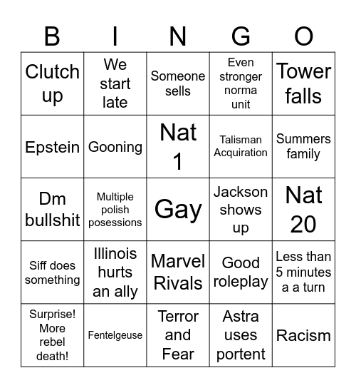 Untitled Bingo Card