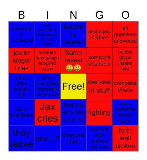 TADC ep 9 Bingo Card