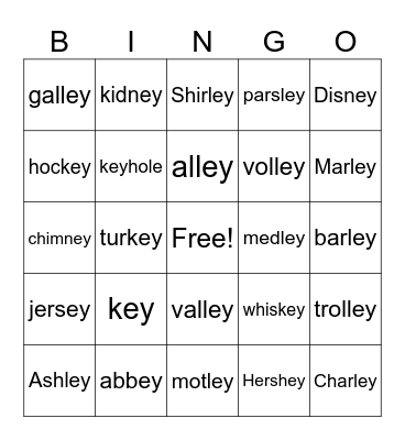 ey  Bingo Card