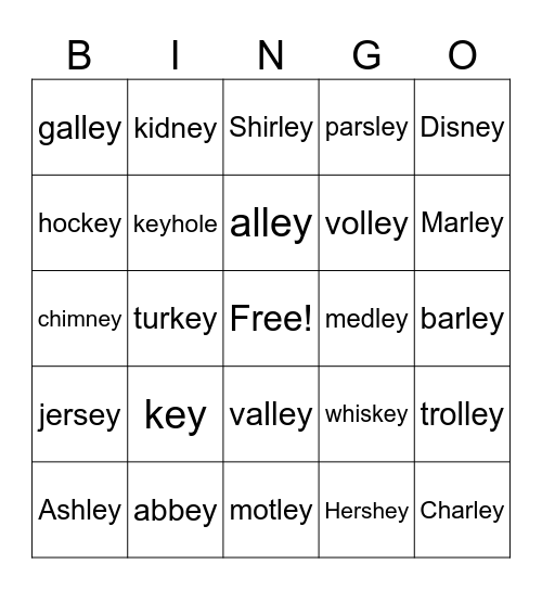 ey  Bingo Card
