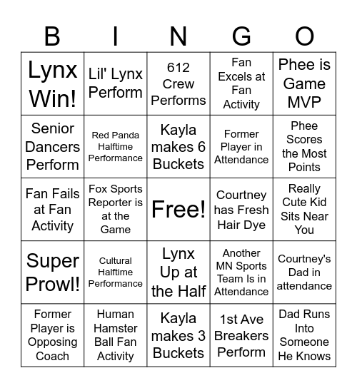 Linx Bingo Card