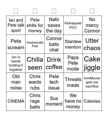 Day 11 cyclathon 5 Bingo Card