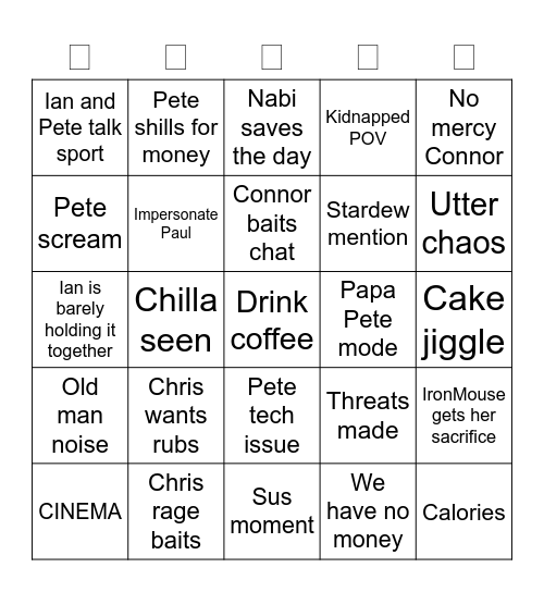Day 11 cyclathon 5 Bingo Card