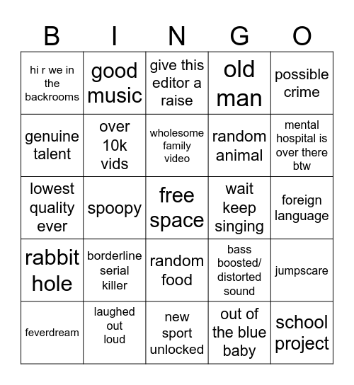 recycled yt bingo Card