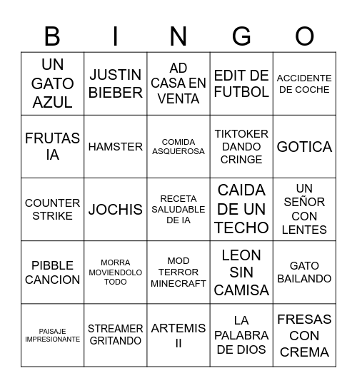 FEED TIKTOK SIN CUENTA Bingo Card