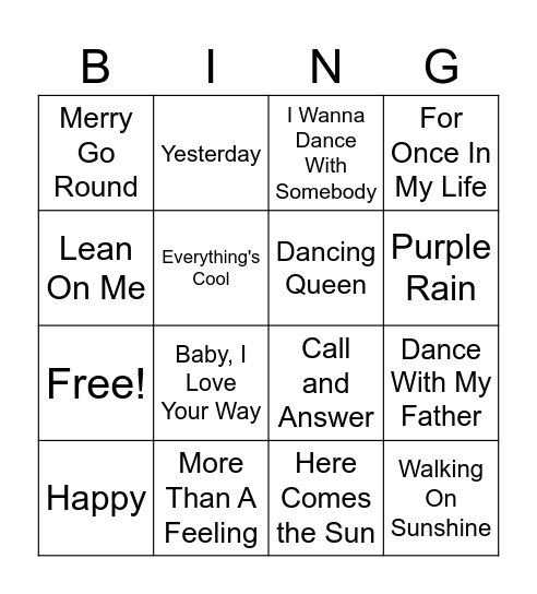 Music Bingo! Bingo Card
