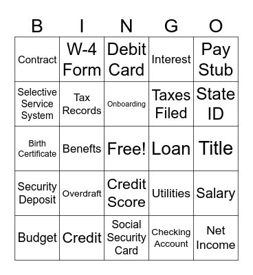 Adulting 101 Bingo Card