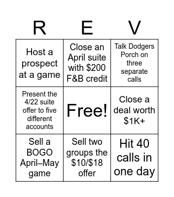 Sales Specials Showdown Bingo Card