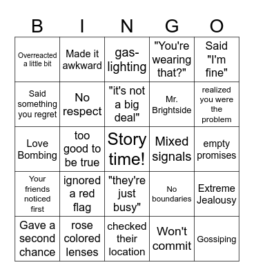 Red Flag Bingo Card