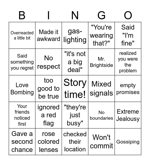Red Flag Bingo Card