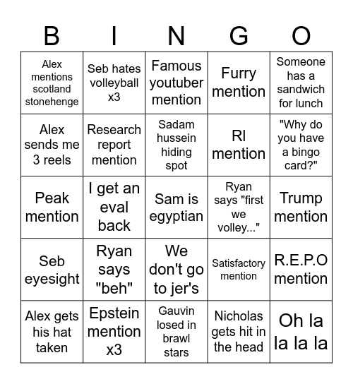 April 15th bingo Card