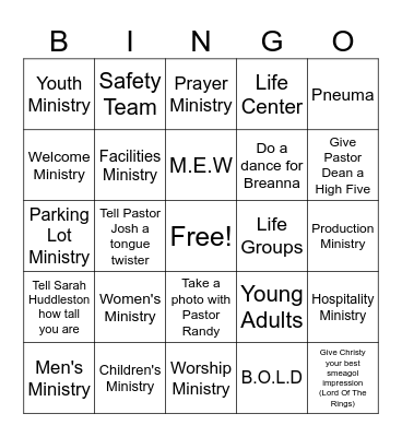 Action Sunday! Bingo Card
