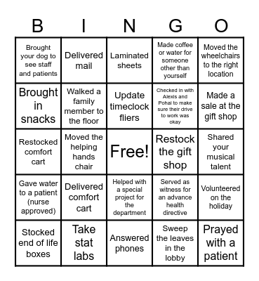 Volunteer Bingo Card