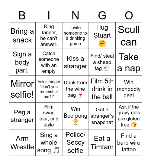 Donald BNS ‘26 Bingo Card