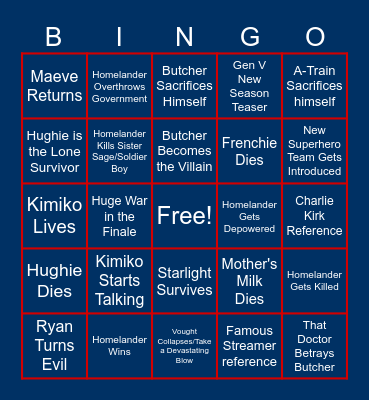 The Boys Bingo Card