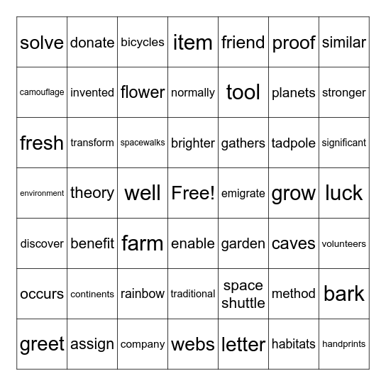 CS 1-103 Bingo Card