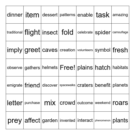 CS 1-103 Bingo Card