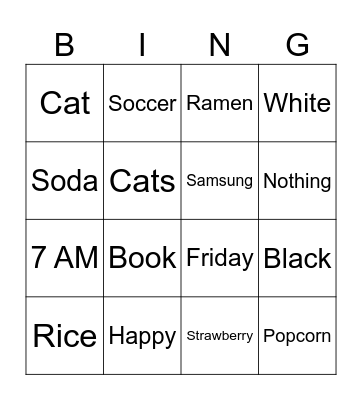 Fun Fun Bingo Card