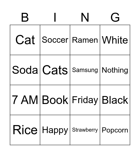 Fun Fun Bingo Card