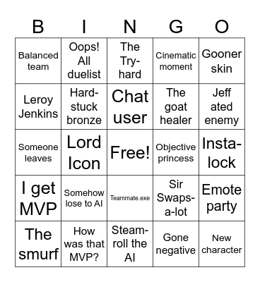Marvel Rivals Bingo Card