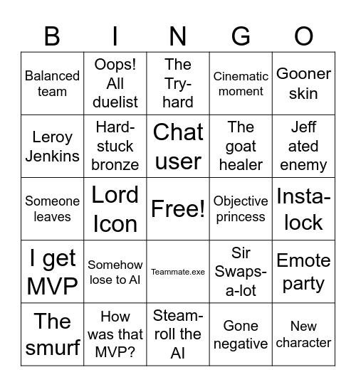 Marvel Rivals Bingo Card