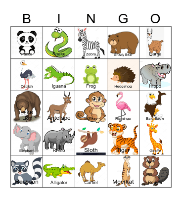 WILDLIFE Bingo Card