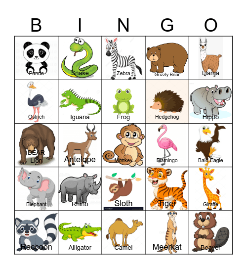 WILDLIFE Bingo Card