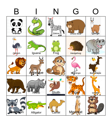 WILDLIFE Bingo Card