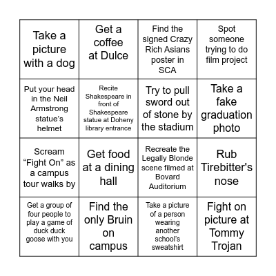 USC Bingo Card