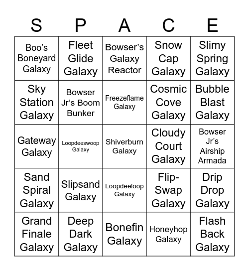 Spare Card #1 [Round 1] Galaxy Galaxies Bingo Card