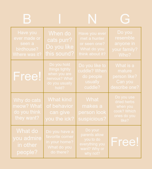 Revision Bingo Card