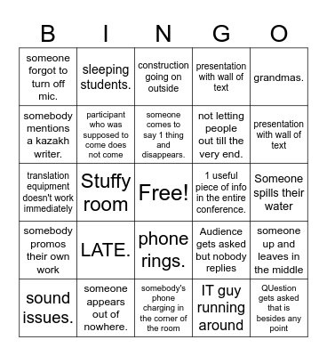 Uni Bingo Card