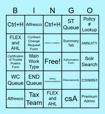 Systems 101 PRM Bingo Card
