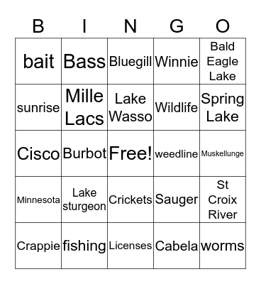 *~Ice Fishing~* Bingo Card