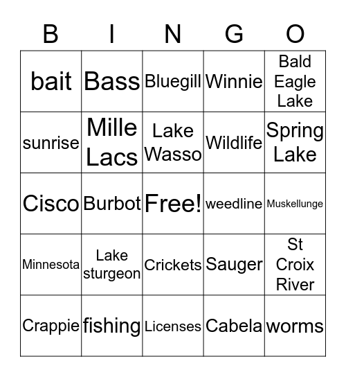 *~Ice Fishing~* Bingo Card