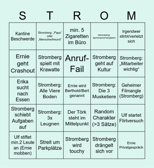 Stromberg BINGO Card