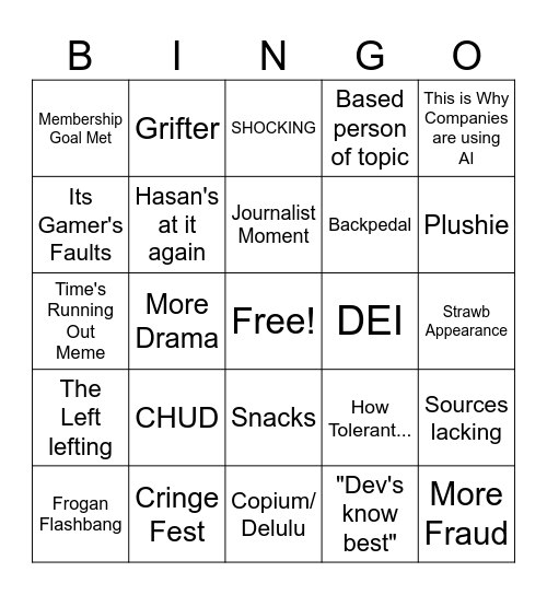 RevSaysDesu Bingo Card