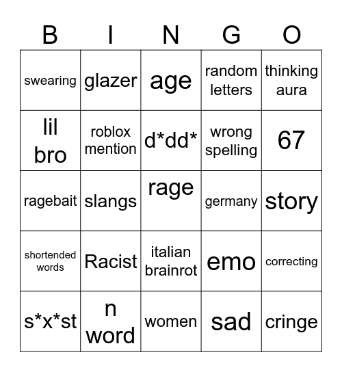 stupid Bingo Card