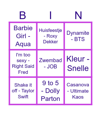 Parade Music Bingo Card