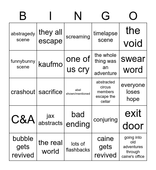 tadc episode 9 bingo Card