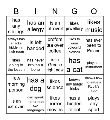 find someone who… Bingo Card