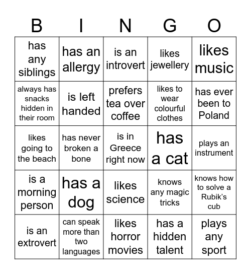 find someone who… Bingo Card