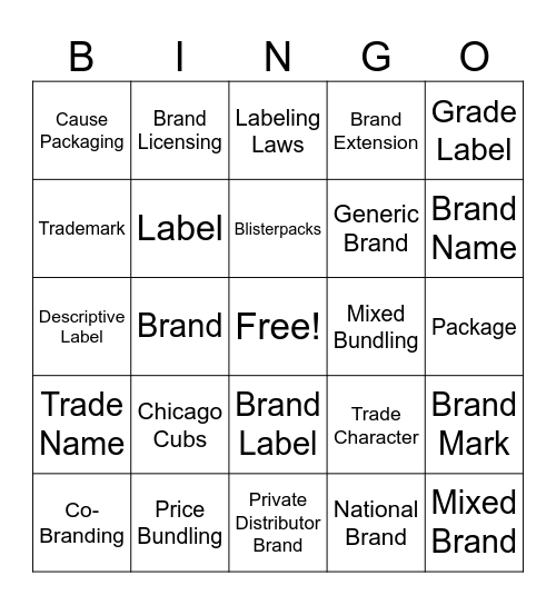 Branding Bingo Card