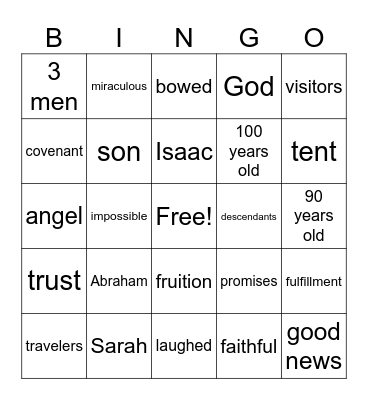 God gave Abraham a Son Bingo Card