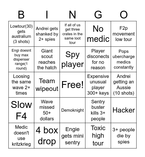 Andrei Drunk Bingo Card